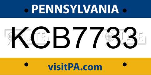 KCB7733 Pennsylvania License Plate