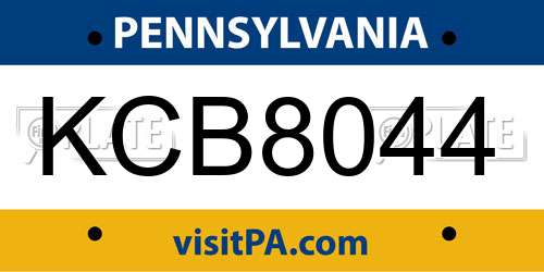 KCB8044 Pennsylvania License Plate