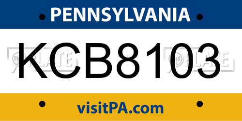 KCB8103 Pennsylvania License Plate