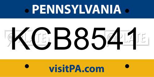KCB8541 Pennsylvania License Plate