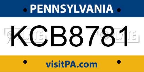 KCB8781 Pennsylvania License Plate