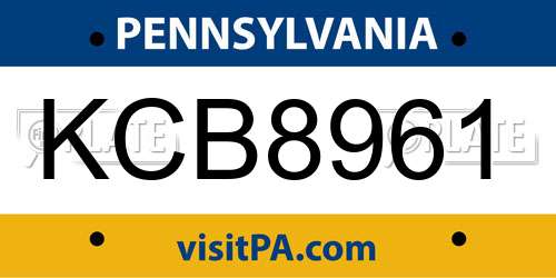 KCB8961 Pennsylvania License Plate