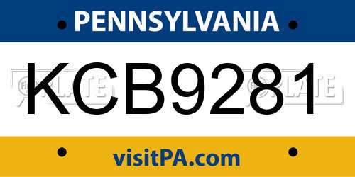 KCB9281 Pennsylvania License Plate