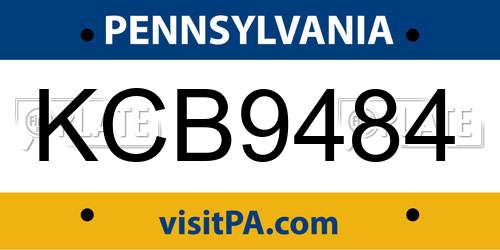 KCB9484 Pennsylvania License Plate