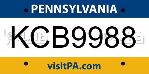 KCB9988 Pennsylvania License Plate