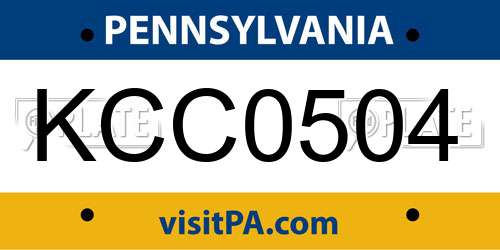 KCC0504 Pennsylvania License Plate