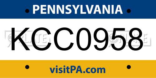 KCC0958 Pennsylvania License Plate