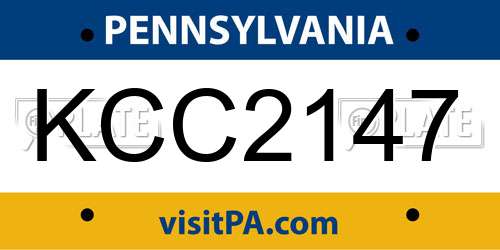 KCC2147 Pennsylvania License Plate