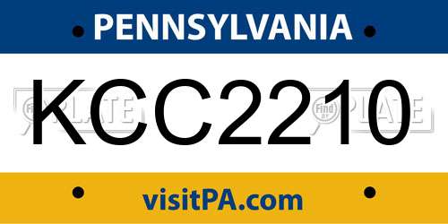 KCC2210 Pennsylvania License Plate