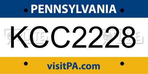KCC2228 Pennsylvania License Plate
