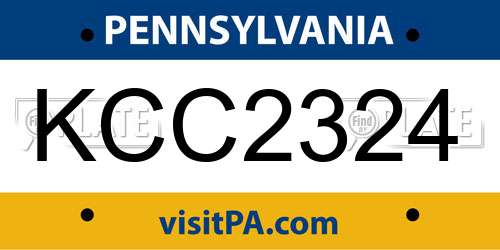 KCC2324 Pennsylvania License Plate