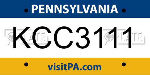 KCC3111 Pennsylvania License Plate