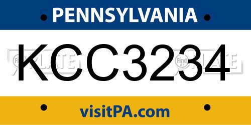 KCC3234 Pennsylvania License Plate