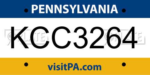 KCC3264 Pennsylvania License Plate