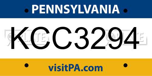 KCC3294 Pennsylvania License Plate