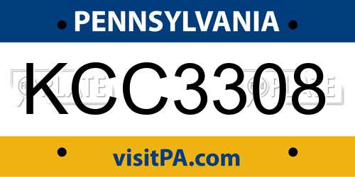 KCC3308 Pennsylvania License Plate