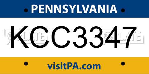 KCC3347 Pennsylvania License Plate