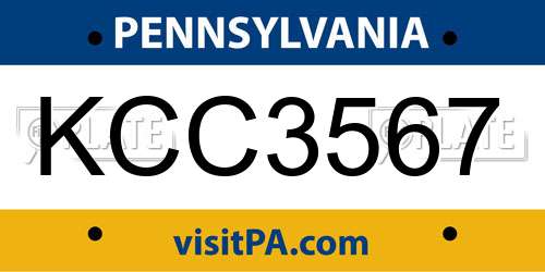KCC3567 Pennsylvania License Plate