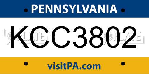 KCC3802 Pennsylvania License Plate