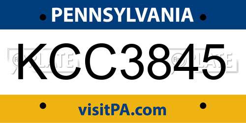 KCC3845 Pennsylvania License Plate