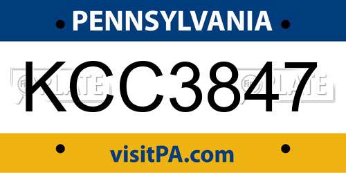 KCC3847 Pennsylvania License Plate