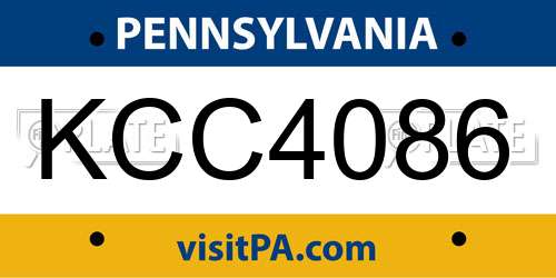 KCC4086 Pennsylvania License Plate