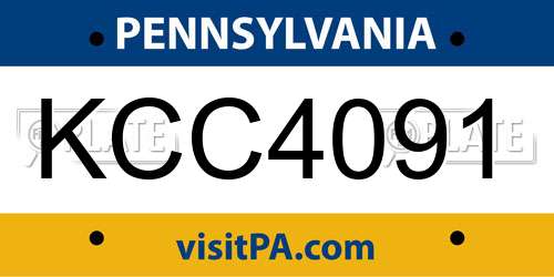 KCC4091 Pennsylvania License Plate