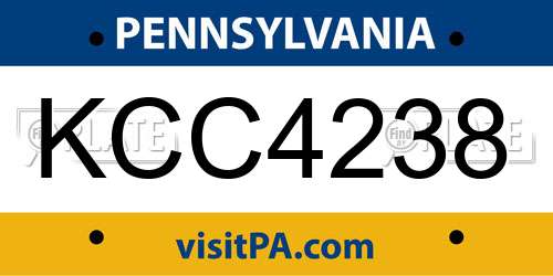 KCC4238 Pennsylvania License Plate