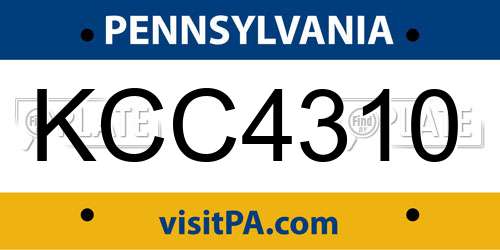 KCC4310 Pennsylvania License Plate