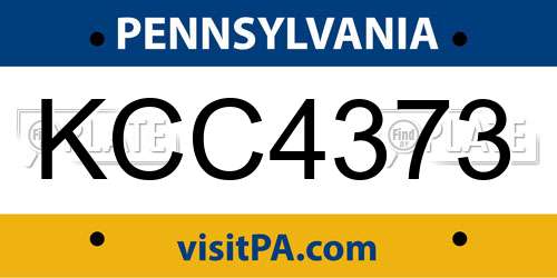 KCC4373 Pennsylvania License Plate