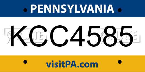 KCC4585 Pennsylvania License Plate