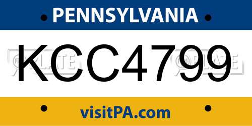 KCC4799 Pennsylvania License Plate
