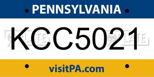 KCC5021 Pennsylvania License Plate