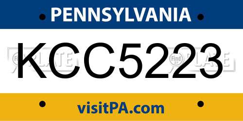 KCC5223 Pennsylvania License Plate