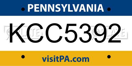 KCC5392 Pennsylvania License Plate