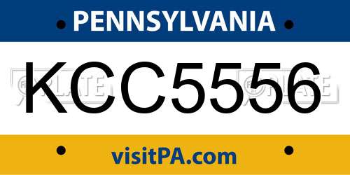 KCC5556 Pennsylvania License Plate