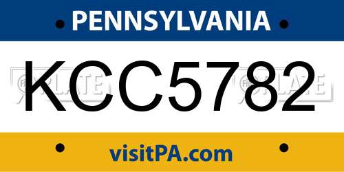 KCC5782 Pennsylvania License Plate