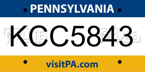 KCC5843 Pennsylvania License Plate