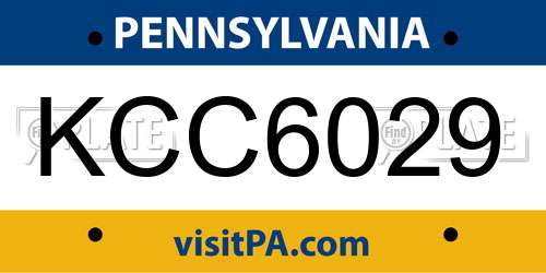 KCC6029 Pennsylvania License Plate