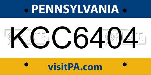 KCC6404 Pennsylvania License Plate