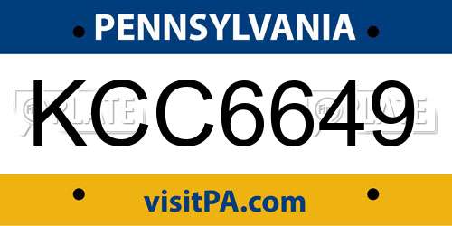 KCC6649 Pennsylvania License Plate