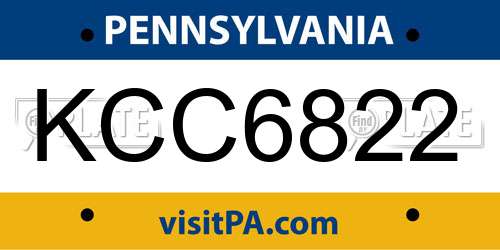 KCC6822 Pennsylvania License Plate