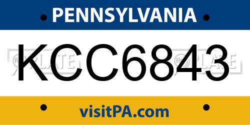 KCC6843 Pennsylvania License Plate