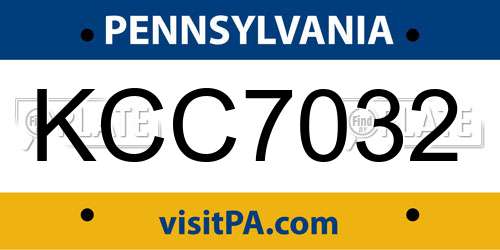 KCC7032 Pennsylvania License Plate