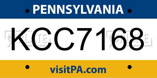 KCC7168 Pennsylvania License Plate