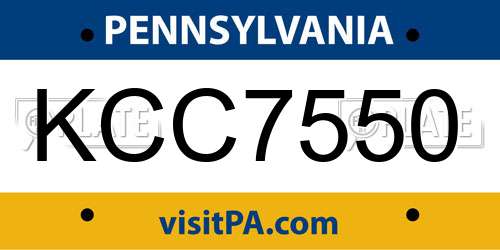 KCC7550 Pennsylvania License Plate