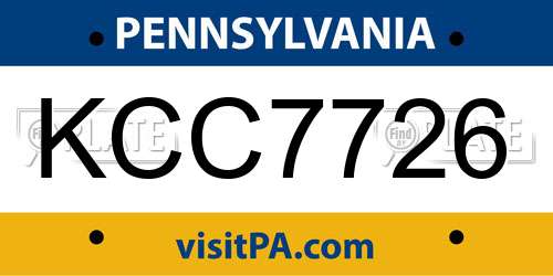 KCC7726 Pennsylvania License Plate