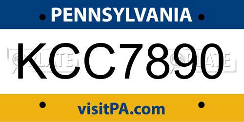 KCC7890 Pennsylvania License Plate