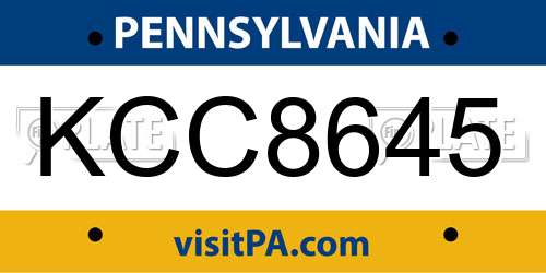 KCC8645 Pennsylvania License Plate