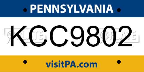 KCC9802 Pennsylvania License Plate